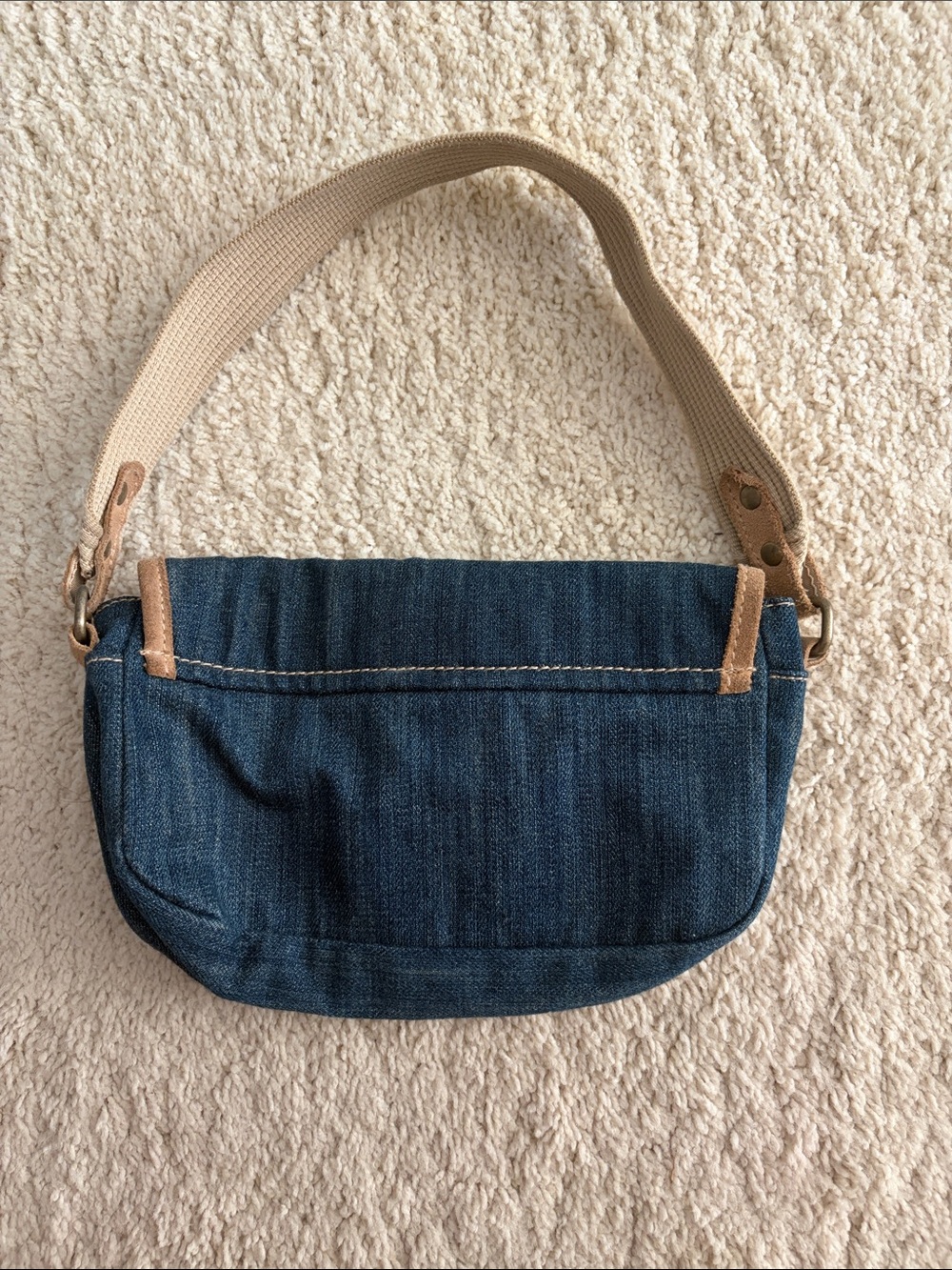 Denim Shoulder Bag with Contrast Trim - Picture 8 of 9